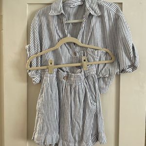ZARA matching blue and white striped set